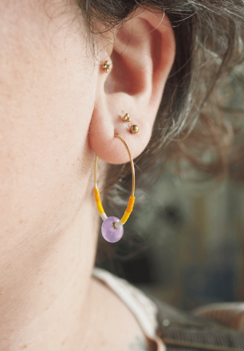 Boucle d'oreille Paulette bijoux artisanaux perle en verre filé