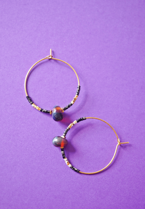 Boucle d'oreille Paulette bijoux artisanaux perle en verre filé