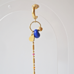 Boucle d'oreille Paulette bijoux artisanaux perle en verre filé bleu foncé