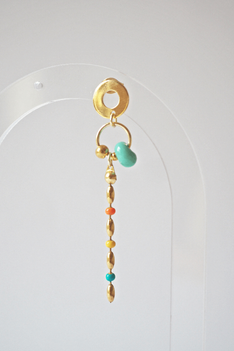 Boucle d'oreille Paulette bijoux artisanaux perle en verre filé celadon 2