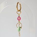 Boucle d'oreille Paulette bijoux artisanaux perle en verre filé menthe