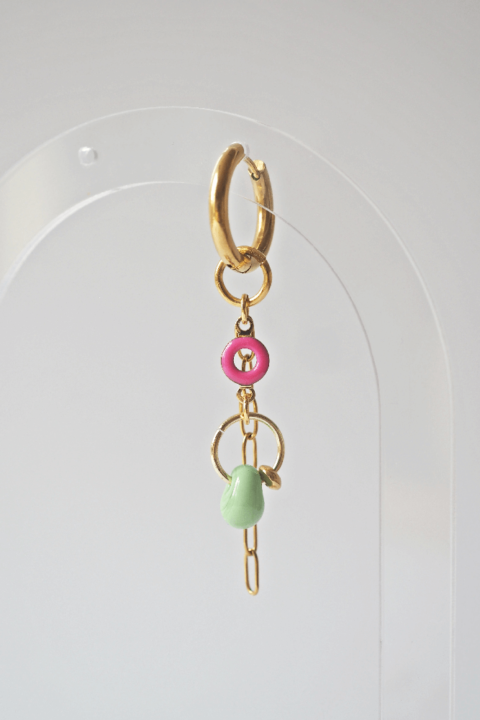 Boucle d'oreille Paulette bijoux artisanaux perle en verre filé menthe