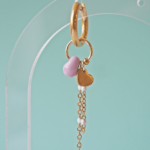 Boucle d'oreille Paulette bijoux artisanaux perle en verre filé rose coeur