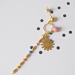 Boucle d'oreille Paulette bijoux artisanaux perle en verre filé rose fleur