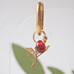 Boucle d'oreille Paulette bijoux artisanaux perle en verre filé rose oiseau