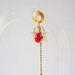 Boucle d'oreille Paulette bijoux artisanaux perle en verre filé rouge 3