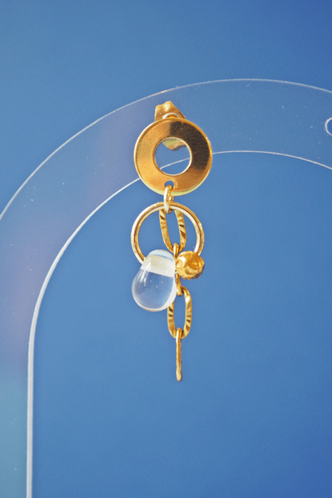 Boucle d'oreille Paulette bijoux artisanaux perle en verre filé translucide 2