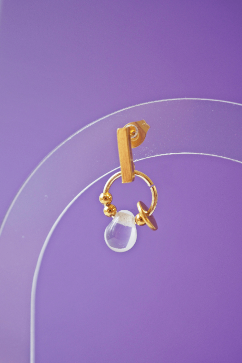 Boucle d'oreille Paulette bijoux artisanaux perle en verre filé translucide