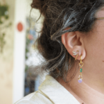 Boucle d'oreille Paulette bijoux artisanaux perle en verre filé violet 3