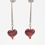 Boucles d'oreilles Coeurs perle en verre filé bijou artisanal 3