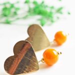 Boucles d'oreilles Coeurs perle en verre filé bijou artisanal orange