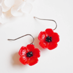 Boucles d'oreilles Flora perle en verre filé bijou artisanal rouge