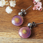Boucles d'oreilles Galaxie perle en verre filé bijou artisanal 3
