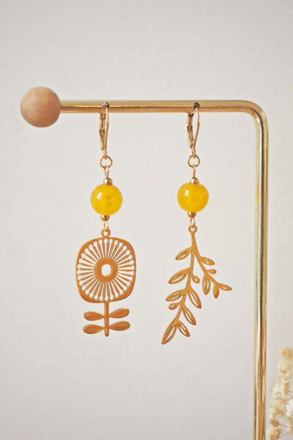 Boucles d'oreilles Gloria perle en verre filé bijou artisanal 198