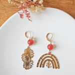 Boucles d'oreilles Gloria perle en verre filé bijou artisanal 206