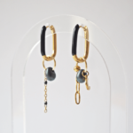 Boucles d'oreilles Paulette perle en verre filé bijou artisanal noir