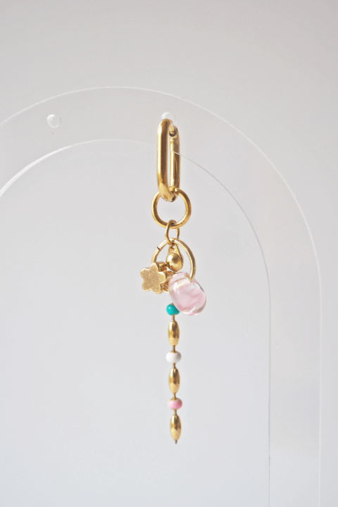 Boucles d'oreilles Paulette perle en verre filé bijou artisanal rose