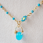 Bracelet Paulette perle en verre filé bijoux artisanaux bleu clair