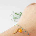 Bracelet Paulette perle en verre filé bijoux artisanaux jaune