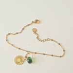 Bracelet Paulette perle en verre filé bijoux artisanaux vert