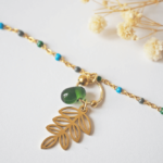 Bracelet Paulette perle en verre filé bijoux artisanaux vert feuille