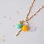 Collier PAULETTE perle en verre filé bijou artisanal celadon et jaune