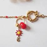 Collier PAULETTE perle en verre filé bijou artisanal fermoir rouge 2