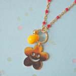 Collier PAULETTE perle en verre filé bijou artisanal jaune