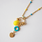 Collier PAULETTE perle en verre filé bijou artisanal jaune - 2