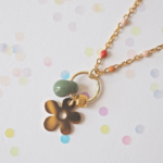 Collier PAULETTE perle en verre filé bijou artisanal olive