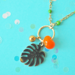 Collier PAULETTE perle en verre filé bijou artisanal orange