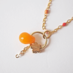 Collier PAULETTE perle en verre filé bijou artisanal orange 2
