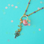 Collier PAULETTE perle en verre filé bijou artisanal rose