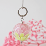 Collier pendentif Lotus perle en verre filé bijou artisanal Vert pomme rose