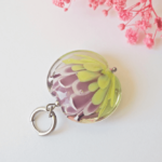 Collier pendentif Lotus perle en verre filé bijou artisanal Vert pomme violet lentille