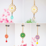 Colliers fleurs marguerite verre filé bijoux artisanal or doré créatrice