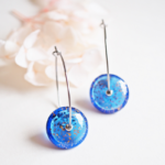 Créoles Virginie Or & Acier perle en verre filé bijou artisanal 5