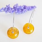 Créoles Virginie Or & Acier perle en verre filé bijou artisanal Scotch broom