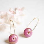 Créoles Virginie Or perle en verre filé bijou artisanal 8