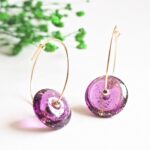 Créoles Virginie Or perle en verre filé bijou artisanal Simple Berry