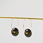 Créoles Virginie perles en verre soucoupe or fin doré acier ixnodaybel boucles d'oreilles chic classe unique créateur