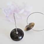 Créoles Virginie perles en verre soucoupe or fin doré acier inoxydable boucles d'oreilles chic classe unique créateur
