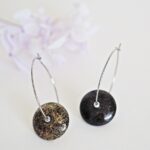 Créoles Virginie perles en verre soucoupe or fin doré acier inoxydable boucles d'oreilles chic classe unique créateur