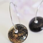 Créoles Virginie perles en verre soucoupe or fin doré acier inoxydable boucles d'oreilles chic classe unique créateur