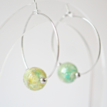 créoles boucles d'oreilles galaxie perles en verre filé argent