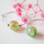 boucles d'oreilles créoles galaxie perles en verre filé argent