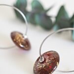 Créoles Virginie perles en verre soucoupe or fin doré acier inoxydable boucles d'oreilles chic classe unique créateur