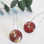 Créoles Virginie perles en verre soucoupe or fin doré acier inoxydable boucles d'oreilles chic classe unique créateur