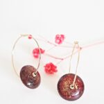 Créoles Virginie perles en verre soucoupe or fin doré acier ixnodaybel boucles d'oreilles chic classe unique créateur