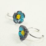 boucles d'oreilles clips oreille non percée collier bracelet réglable fleurs verre filé artisanat printemps bijoux flora marguerite coquelicot bague